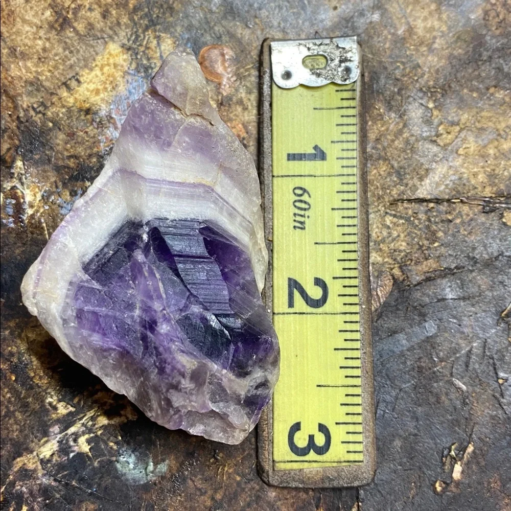 Raw Amethyst Stone & Suede & Fur Medicine Pouch